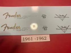 FENDER '61 TO '62 STRATOCASTER WATERSLIDE HEADSTOCK DECAL METALLIC INKS