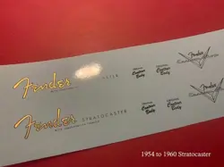 FENDER '54 TO '60 STRATOCASTER WATERSLIDE HEADSTOCK DECAL METALLIC INKS