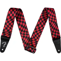 FENDER WAVY CHECKERBOARD POLYESTER GUITAR STRAP RED