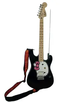 HELLO KITTY SQUIER FENDER GUITAR WITH CASE