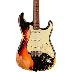 FENDER CS 1963 STRATOCASTER SUPER HEAVY RELIC GUITAR BLACK OVER 3-COLOR SUNBURST