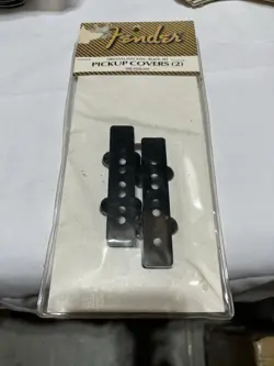 NEW OLD STOCK FENDER ORIGINAL JAZZ BASS BLACK PICKUP COVER SET