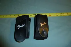 2 VINTAGE FENDER BLACK GUITAR STRAPS - ITEM VP