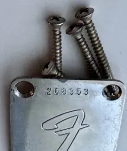 ORIGINAL 1968 FENDER STRATOCASTER F PLATE 4 BOLT NECK USA TELE JAZZ JAGUAR BASS