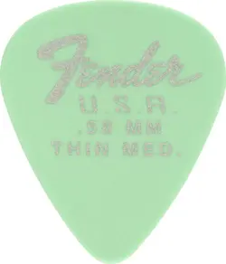FENDER DURA-TONE DELRIN GUITAR PICKS, .58MM THIN MEDIUM SURF GREEN - 12 PACK