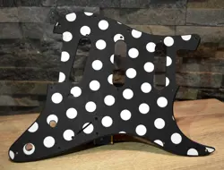 CUSTOM BLACK AND WHITE POLKA DOT TEXTURED PICKGUARD - FENDER STRAT SSS, HSS, HXH