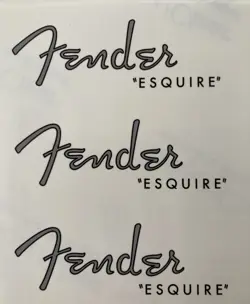 50S/60S FENDER ESQUIRE WATERSLIDE HEADSTOCK DECAL (3 PC SILVER)
