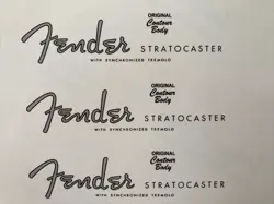 FENDER 50S/60S SPAGHETTI STRATOCASTER WATERSLIDE DECAL (3 PC NON-MET SILVER)