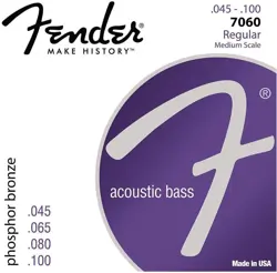 FENDER  7060 ACOUSTIC BASS STRINGS, PHOSPHOR BRONZE, .45-.100 GAUGES, (4) - USA