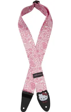FENDER X HELLO KITTY  LEATHER GUITAR STRAP POLY STRAP , PINK    