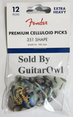 FENDER EXTRA HEAVY GUITAR PICKS 351 ABALONE 12 PICKS 