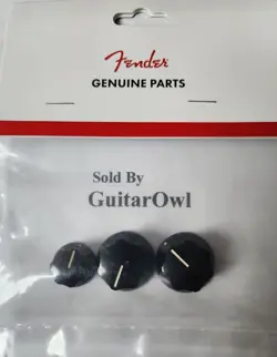 FENDER BLACK JAZZ BASS GUITAR SKIRTED CONTROL KNOBS  0991370000