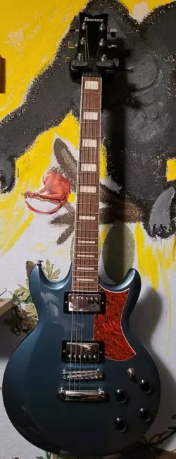 IBANEZ AX120 ELECTRIC GUITAR - BALTIC BLUE METALLIC AND FENDER AMP