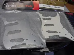 NOS FENDER 62 STYLE STRATOCASTER PICKGUARD 3 PLY WHITE & FENDER SHEILDING PLATE
