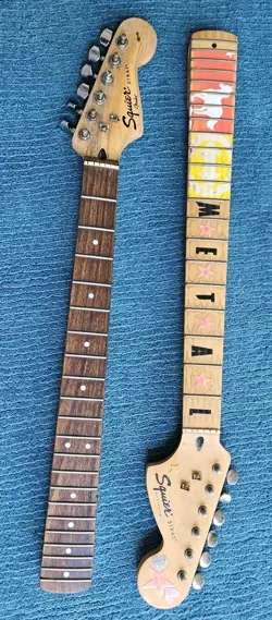 2 VTG FENDER SQUIER NECKS LOT PARTS PROJECT LUTHIER NO BODY, TUNERS RELIC MAPLE!
