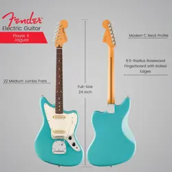 FENDER FENDER ELECTRIC GUITAR PLAYER II JAGUARÂ®, ROSEWOOD FINGERBOARD, AQUATONE