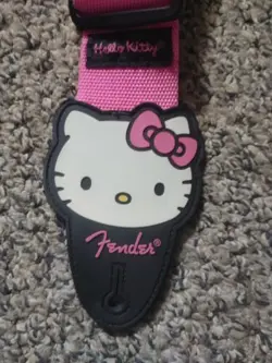 FENDER HELLO KITTY GUITAR STRAP, SANRIO 2005 PINK & BLACK FOR ELECTRIC GUITAR