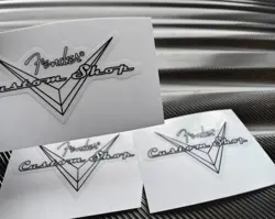 3PCS FENDER V CUSTOM SHOP BASS GUITAR DIE CUT RETRO PVC NECK HEADSTOCK STICKERS