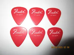 RARE VINTAGE 1970'S FENDER 351 SHAPE RED HEAVY GUITAR PICKS NOS #1700
