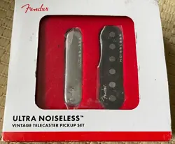 FENDER ULTRA NOISELESS VINTAGE TELECASTER PICKUPS, SET OF 2, BLACK AND CHROME