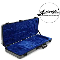 FENDER DELUXE MOLDED ELECTRIC GUITAR STRATOCASTER TELECASTER CASE | SILVER & BLU