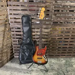 FENDER JAPAN JAZZ BASS 3TONE SUNBURST ELECTRIC BASS GUITAR W/GIG BAG USED