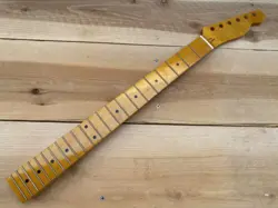 TELE NECK FITS FENDER TELECASTER, 22 FRETS MAPLE FRETBOARD, VINTAGE AMBER GLOSS