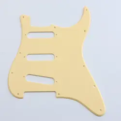FOR FENDER US 11 SCREW SSS STRAT GUITAR PICKGUARD NO VOLUME HOLES, CREAM YELLOW