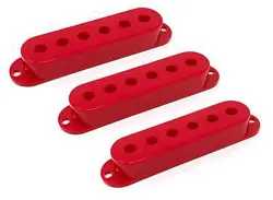 RED PLASTIC SINGLE COIL PICKUP COVERS FOR FENDER STRATOCASTER STRAT ELECTRIC ...