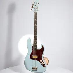 FENDER GOLD FOIL JAZZ BASS SONIC BLUE ELECTRIC BASS GUITAR USED