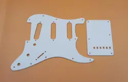 11 HOLE WHITE ACRYLIC PICKGUARD & BACK PLATE FOR US/MEX FENDER STRATOCASTER