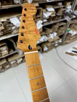 STAINLESS STEEL 22FRETS ROASTED FLAME MAPLE GUITAR NECK FOR FENDER ST REPLACED