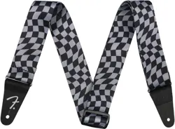 FENDER WAVY CHECKERBOARD GUITAR STRAP - GRAY AND BLACK, 2