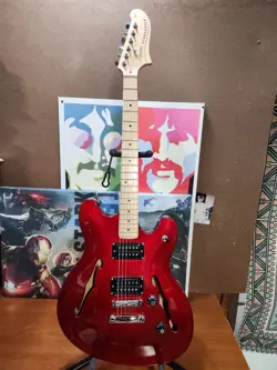 SQUIER BY FENDER AFFINITY STARCASTER ELECTRIC GUITAR, MAPLE FB, CANDY APPLE RED