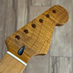 ROASTED FLAME MAPLE STAINLESS STRAT GUITAR NECK NITRO SATIN FITS FENDER SM22BP