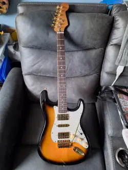 STRAT STRATOCASTER STYLE ELECTRIC GUITAR SUNBURST FENDER BODY VERY NICE NECK!