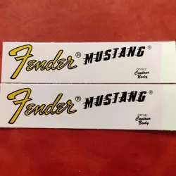 2PCS FENDER MUSTANG ELECTRIC GUITAR WATERSLIDE TRANSFER NECK HEADSTOCK DECALS
