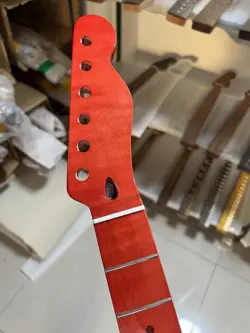 ROUND HEAD STAINLESS STEEL 22FRET RED FLAME MAPLE GUITAR NECK FOR FENDER TELE