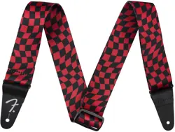 FENDER WAVY CHECKERBOARD GUITAR STRAP - RED AND BLACK, 2
