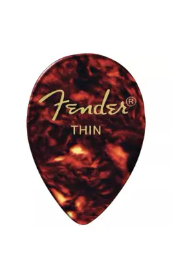 FENDER 358 SHAPE CLASSIC CELLULOID GUITAR PICKS, THIN, TORTOISE SHELL, 12-PACK