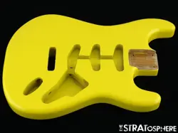 NEW REPLACEMENT BODY FOR FENDER STRATOCASTER STRAT ROASTED ASH, GRAFFITI YELLOW