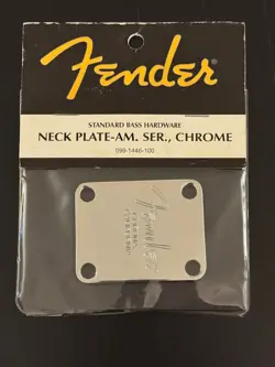 GENUINE FENDER CORONA CALIFORNIA AMERICAN STANDARD CHROME BASS NECK PLATE NOS