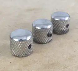 3 CUSTOM VINTAGE KNOBS FENDER GUITAR STRAT KNURL SPLIT SHAFT RELIC CHROME METAL