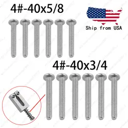 US STANDARD GUITAR SADDLE SCREWS 4#-40X3/4 & 4#-40X5/8 FOR FENDER 6 PIECES