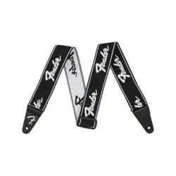 FENDER WEIGHTLESS RUNNING LOGO STRAP BLACK/WHITE GUITAR