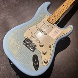 FENDER 2024 HYBRID II STRATOCASTER MAPLE FINGERBOARD FLAME MAPLE TOP CELESTE BLU