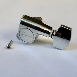 SINGLE FENDER SQUIER LOGO TUNERS/TUNING MACHINE KEYS SET OF 6 CHROME FINISH