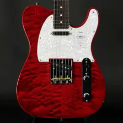 FENDER 2024 HYBRID II TELECASTER QMT RED BERYL WITH GIG BAG