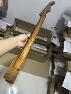 REVERSE HEAD 22FRET ROASTED FLAME MAPLE FENDER ST GUITAR NECK  PART ACTUAL SENT