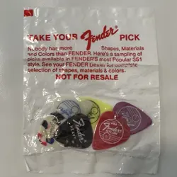NOS VINTAGE NO CIRCLE R FENDER USA 351 GUITAR PICKS SALESMAN SAMPLE PACK OF 6
